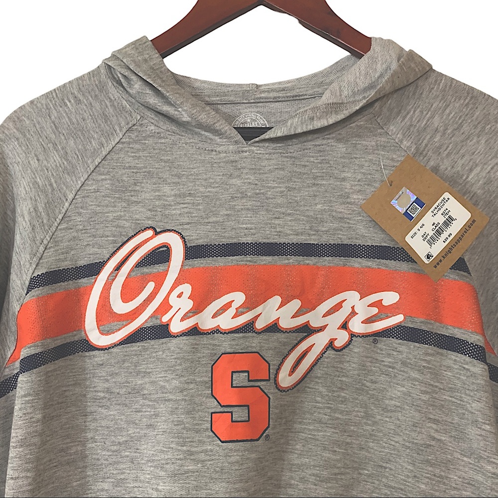 Syracuse  Gray Hooded Knit Sweatshirt